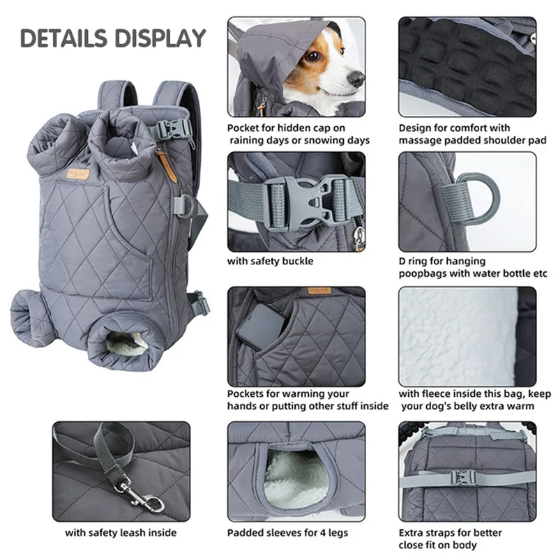 Hands-Free Pet Backpack Carrier for Small Dogs & Cats — Winter Travel Bag - Image 4