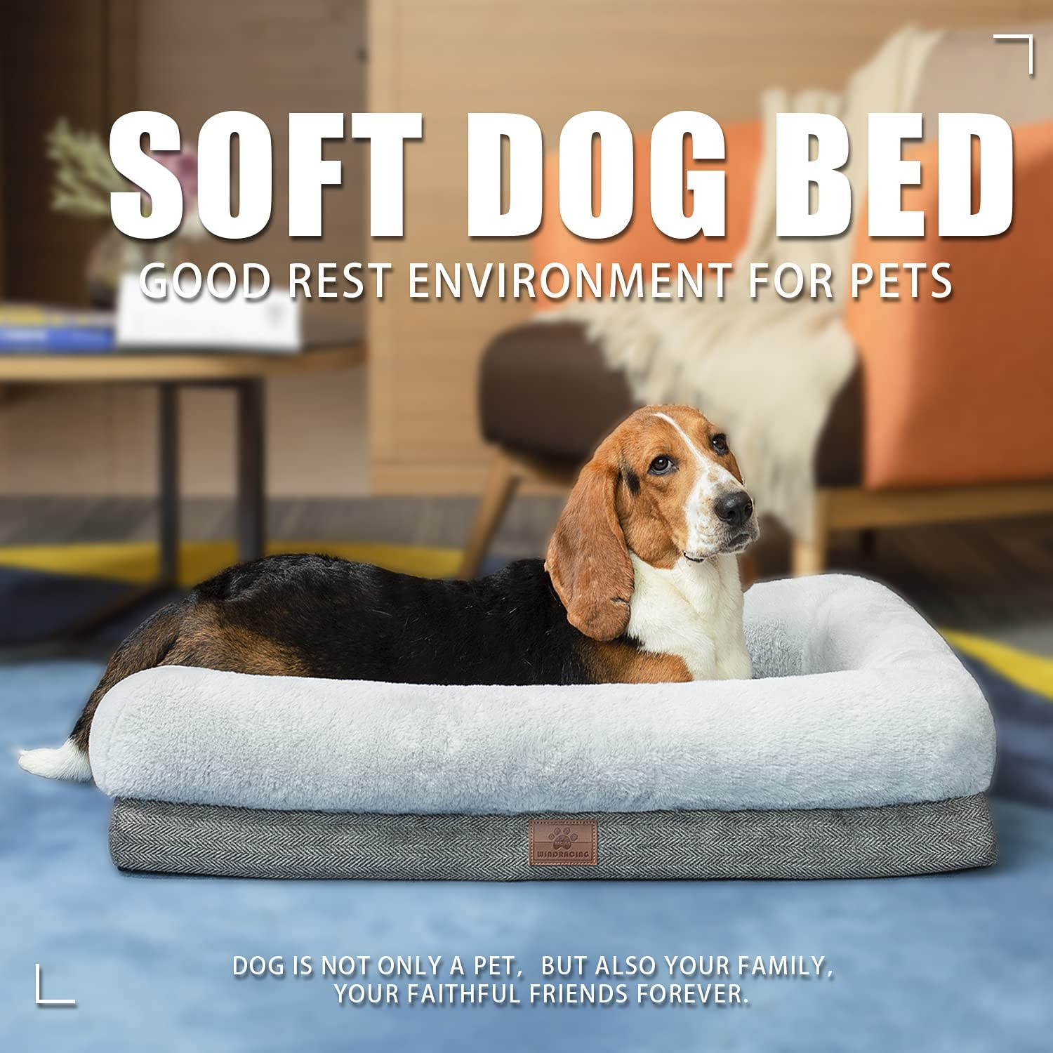 Orthopedic Dog Bed for Medium Dogs, Bolster Sides Dogs Sofa Bed with Removable Washable Cover & Non-Skid Bottom, Soft Pet Bed with Egg Foam Dog Couch for Sleeping, 31 X 25 Inch, Gray - Image 6