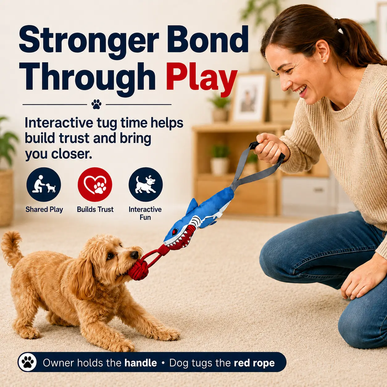Kawiwi Squeaky Rope Tug Toy — Interactive Play - Image 3