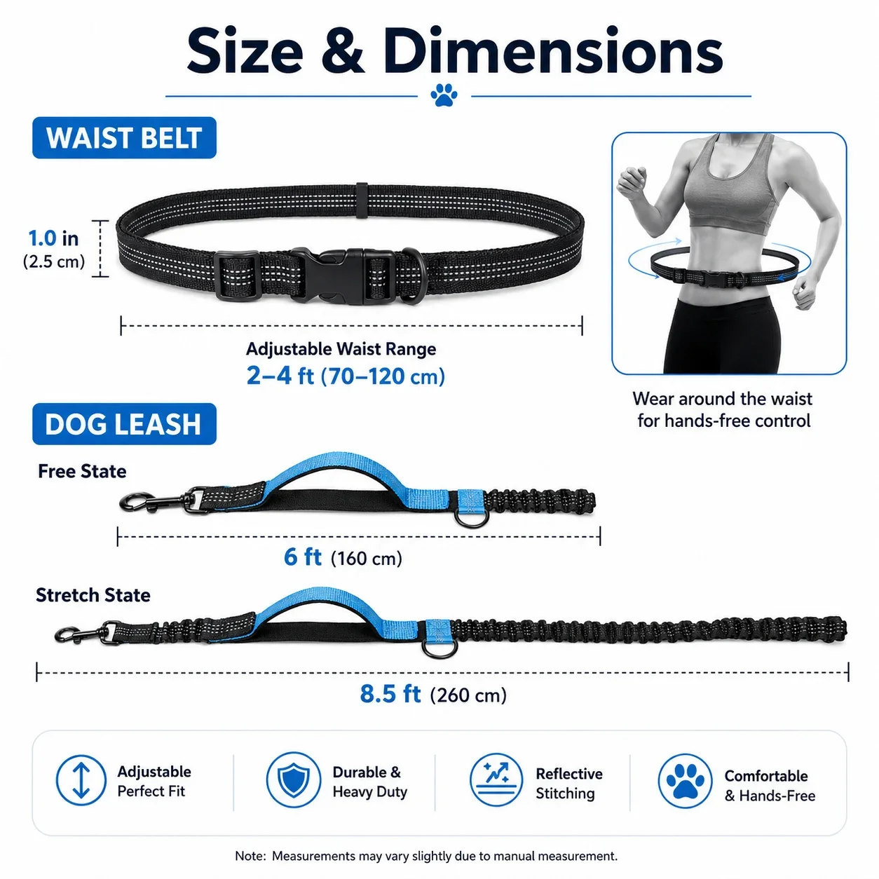 Pet Retractable Belt Leash for Running Reflective Retractable Hand Free Dog Leash with Adjustable Waist Rope for Outdoor Running - Image 6