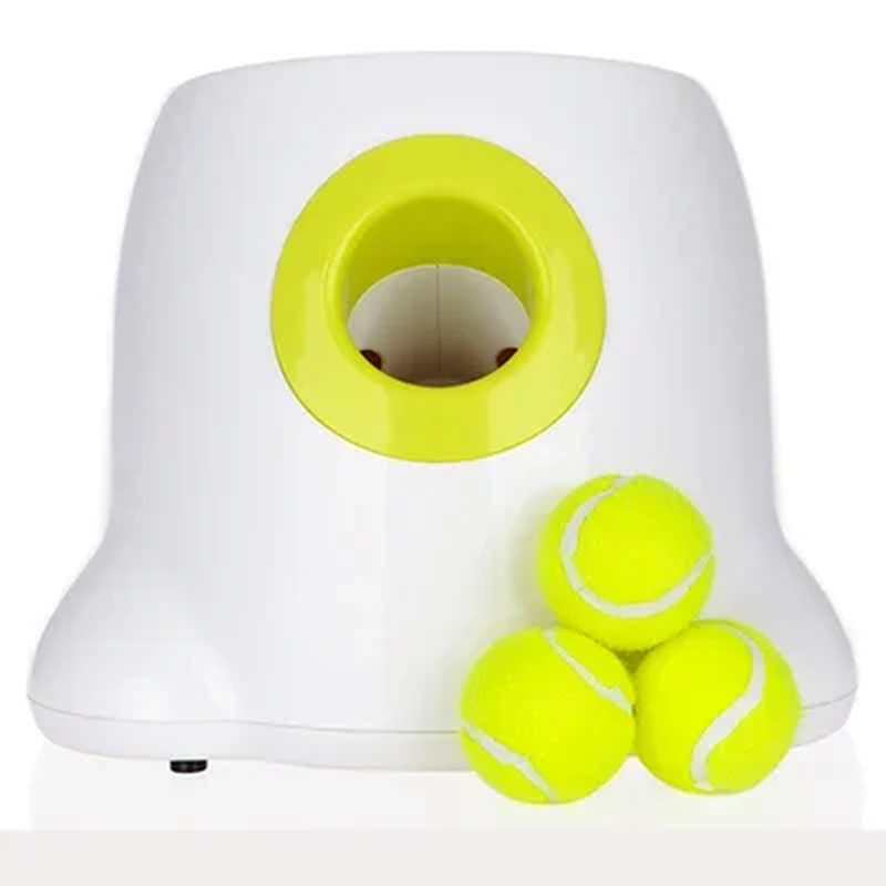 Dog Pet Toys Tennis Launcher Automatic Throwing Machine Pet Ball Throw Device 3/6/9M Section Emission with 3 Balls Dog Training
