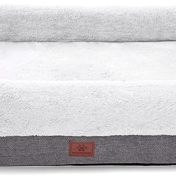 Orthopedic Dog Bed for Medium Dogs, Bolster Sides Dogs Sofa Bed with Removable Washable Cover & Non-Skid Bottom, Soft Pet Bed with Egg Foam Dog Couch for Sleeping, 31 X 25 Inch, Gray