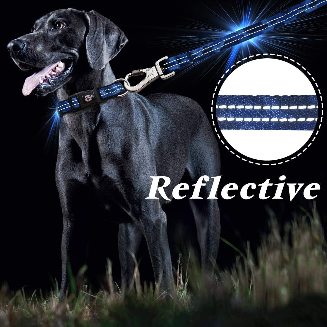 Reflective Dog Collar and Leash Set with Airtag Holder, Blue Camo Padded Collar with Matching Clip Handle Leash for Small Dogs - Image 5