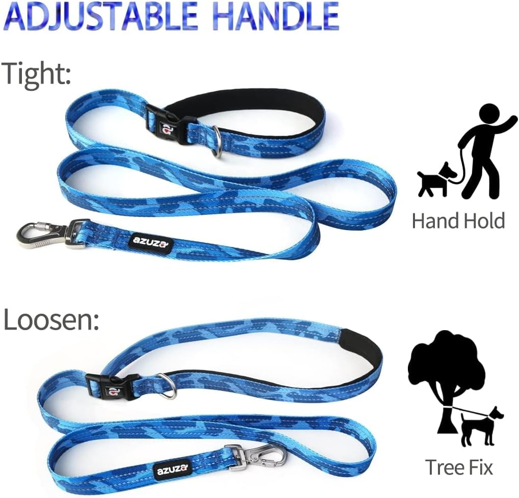 Reflective Dog Collar and Leash Set with Airtag Holder, Blue Camo Padded Collar with Matching Clip Handle Leash for Small Dogs - Image 4